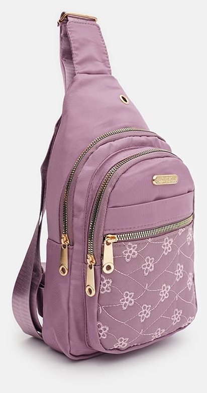 Женский текстильный рюкзак на одну лямку розового цвета Monsen 88719 modnotak фото №3