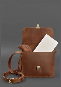 Компактна жіноча бохо-сумка із вінтажної шкіри світло-коричневого кольору BlankNote Лілу 78919