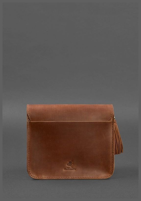 Компактная женская бохо-сумка из винтажной кожи светло-коричневого цвета BlankNote Лилу 78919