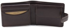 Горизонтальне чоловіче портмоне із високоякісної шкіри коричневого кольору на кнопці Visconti Filipo 69019