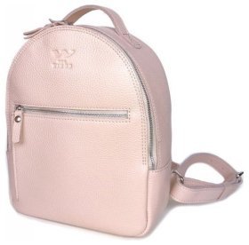 Жіночий рюкзак-сумка із натуральної шкіри флотар пудрового кольору BlankNote Groove S 79019