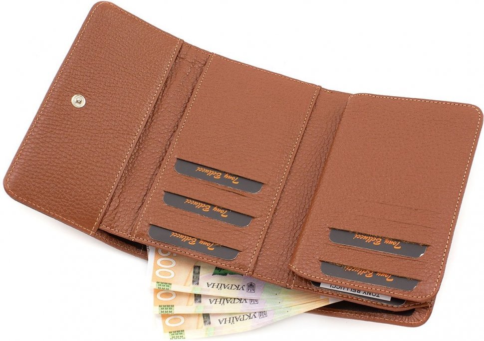 Світло-коричневий якісний жіночий гаманець з натуральної шкіри Tony Bellucci (10848)