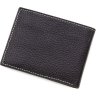 Небольшое мужское портмоне из фактурной черной кожи с белой строчкой Bond Non (10892) - 3