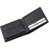 Небольшое мужское портмоне из фактурной черной кожи с белой строчкой Bond Non (10892) - 5