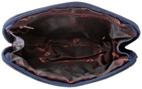 Женская косметичка синего цвета из натуральной кожи с узором в виде цветов Desisan 79819