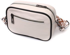 Белая стеганая женская сумка через плечо из натуральной кожи Vintage 2422383