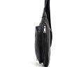 Мужская вместительная сумка-слинг из кожи флотар черного цвета TARWA (21660) - 4