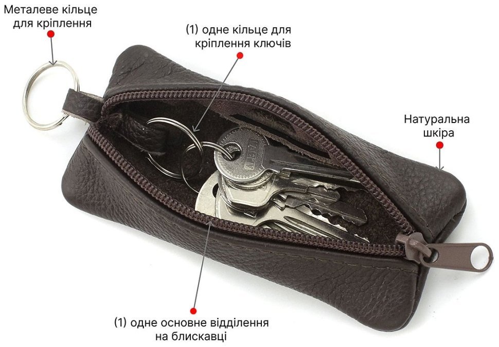 Коричневая ключница компактного размера из натуральной кожи флотар ST Leather 70820 modnotak фото №4