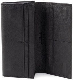 Черный кожаный кошелек на магнитах и большой монетницей ST Leather 90820