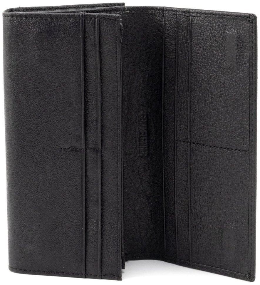 Черный кожаный кошелек на магнитах и большой монетницей ST Leather 90820 modnotak фото №2