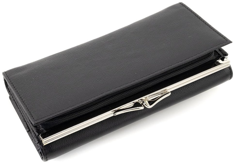 Черный кожаный кошелек на магнитах и большой монетницей ST Leather 90820 modnotak фото №3