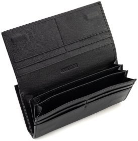 Черный кожаный кошелек на магнитах и большой монетницей ST Leather 90820