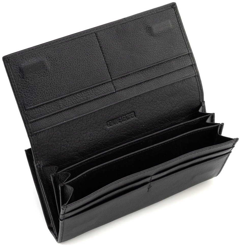 Черный кожаный кошелек на магнитах и большой монетницей ST Leather 90820 modnotak фото №5