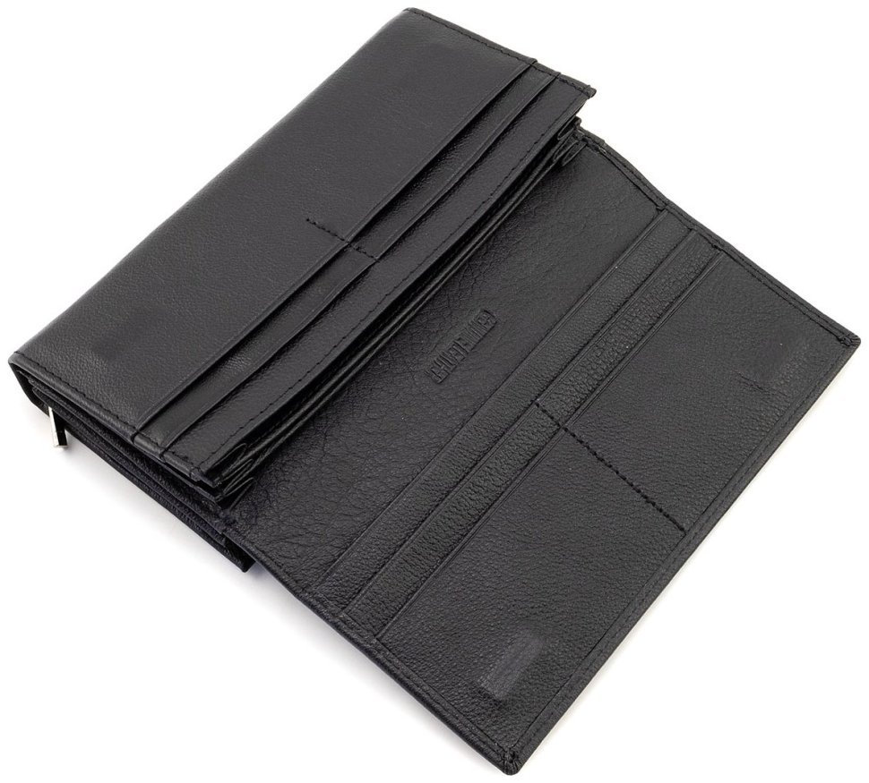 Черный кожаный кошелек на магнитах и большой монетницей ST Leather 90820 modnotak фото №8