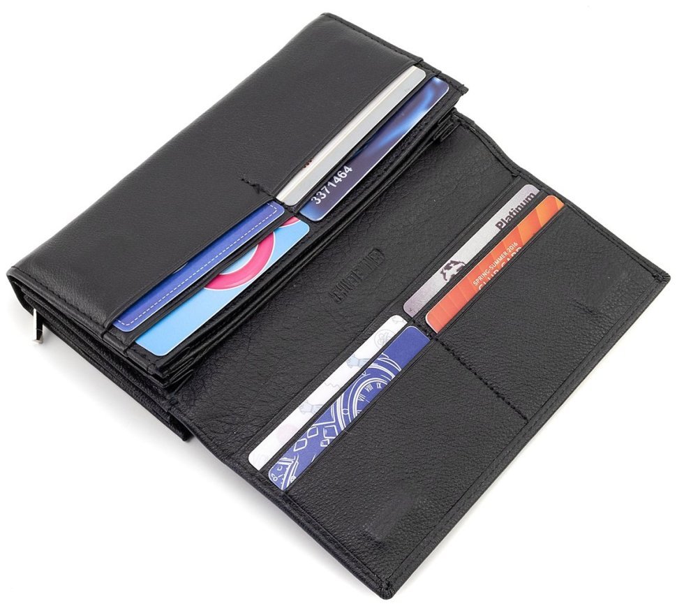 Черный кожаный кошелек на магнитах и большой монетницей ST Leather 90820 modnotak фото №10