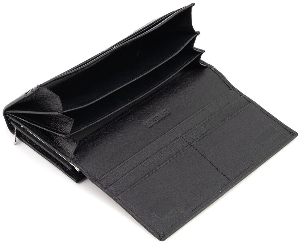 Черный кожаный кошелек на магнитах и большой монетницей ST Leather 90820 modnotak фото №11