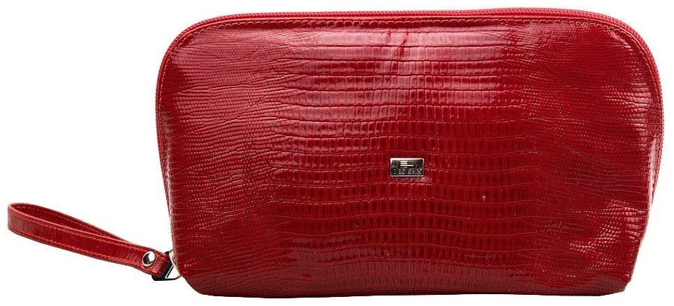 Красная женская косметичка из натуральной кожи под рептилию Desisan 81320 modnotak фото №1
