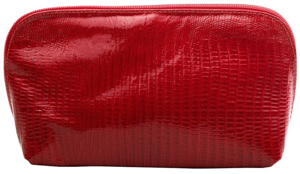 Красная женская косметичка из натуральной кожи под рептилию Desisan 81320 modnotak фото №2