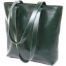 Шкіряна жіноча сумка-шоппер зеленого кольору Shvigel (16367) - 1