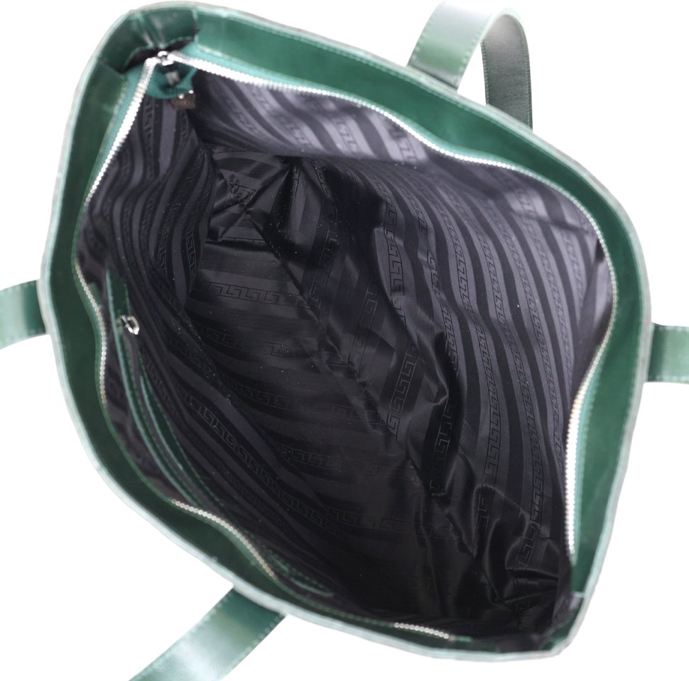 Кожаная женская сумка-шоппер зеленого цвета Shvigel (16367)