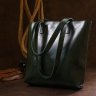 Шкіряна жіноча сумка-шоппер зеленого кольору Shvigel (16367) - 7