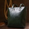 Кожаная женская сумка-шоппер зеленого цвета Shvigel (16367) - 8