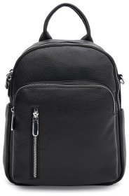 Міський жіночий шкіряний рюкзак-сумка чорного кольору Keizer 71520
