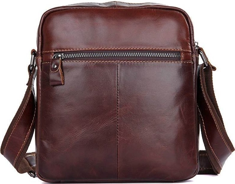 Вертикальна наплічна сумка з натуральної шкіри коричневого кольору VINTAGE STYLE (14551)