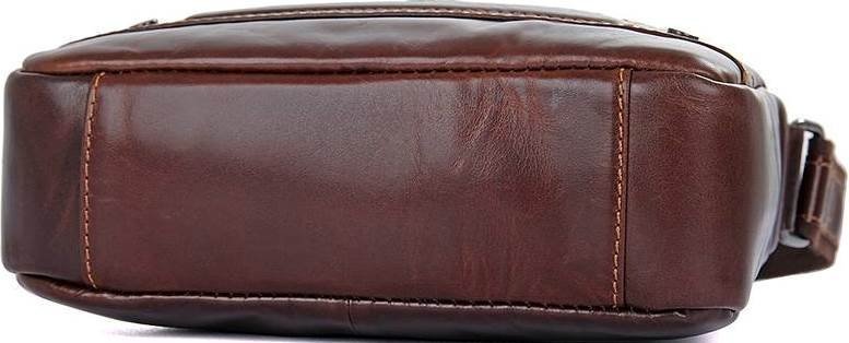 Вертикальная наплечная сумка из натуральной кожи коричневого цвета VINTAGE STYLE (14551)