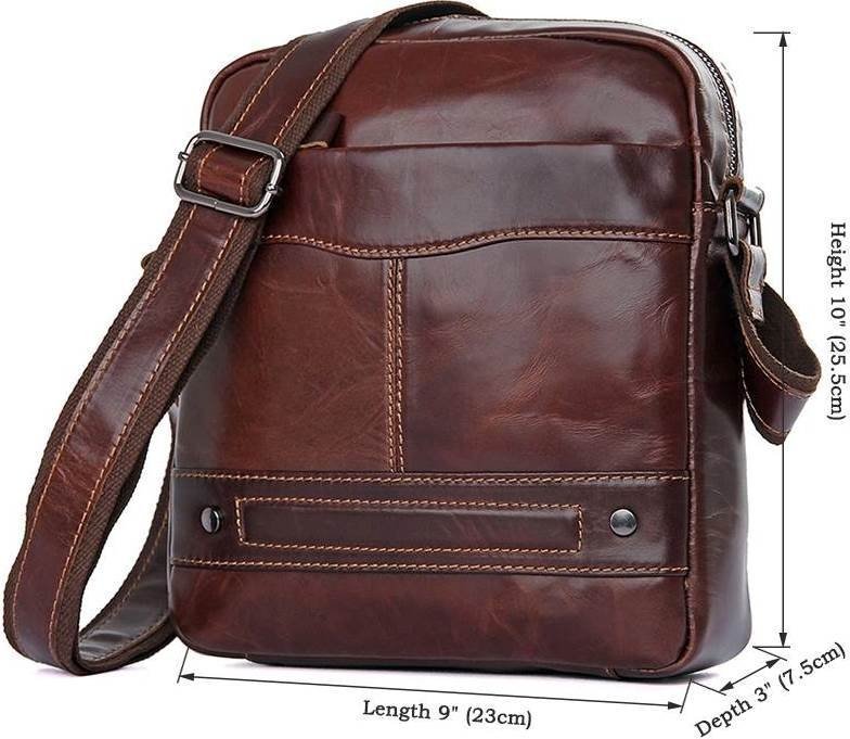Вертикальна наплічна сумка з натуральної шкіри коричневого кольору VINTAGE STYLE (14551)