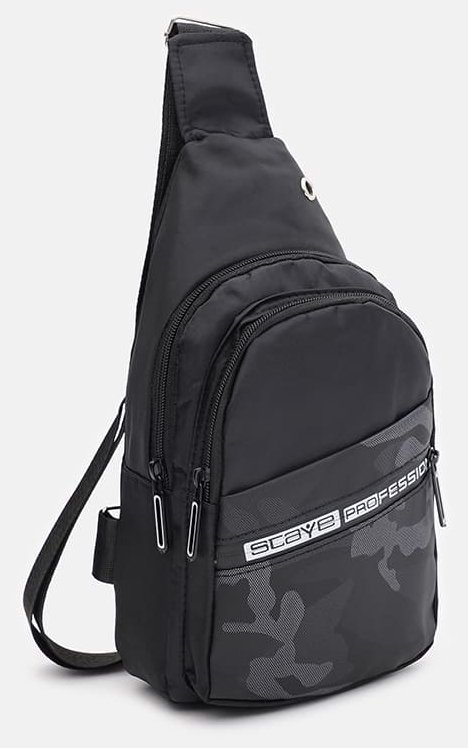 Недорога чоловіча сумка-слінг через плече із чорного текстилю Monsen 71620