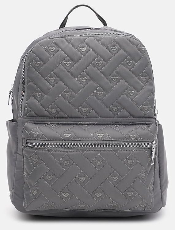 Сірий жіночий рюкзак з текстилю із сердечками Monsen 71820