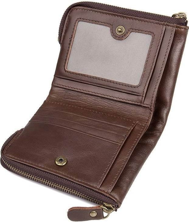 Коричневое мужское портмоне двойного сложения из натуральной кожи Vintage (14530)