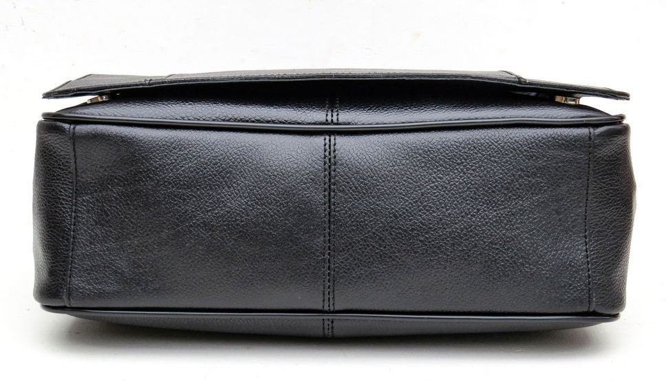 Шкіряна чоловіча сумка-месенджер чорного кольору з відсіком для ноутбука 14 дюймів TARWA (19940)