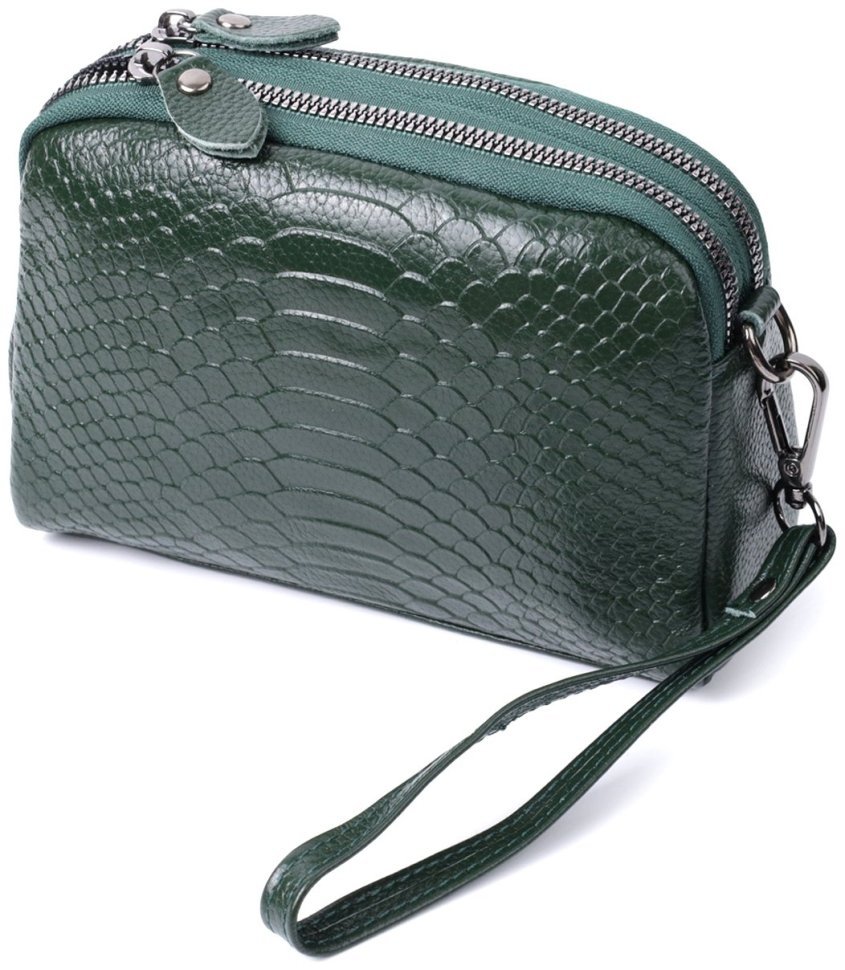 Компактная женская сумка из натуральной кожи Vintage 2422802 зеленого цвета modnotak фото №1