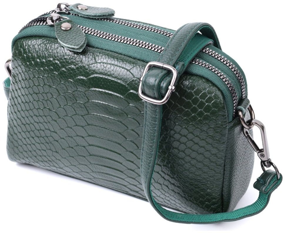 Компактная женская сумка из натуральной кожи Vintage 2422802 зеленого цвета modnotak фото №2