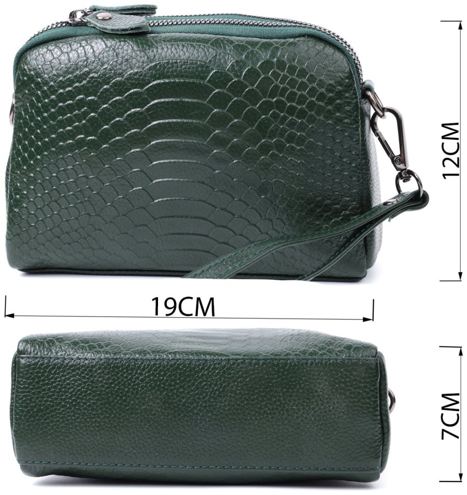 Компактная женская сумка из натуральной кожи Vintage 2422802 зеленого цвета modnotak фото №3
