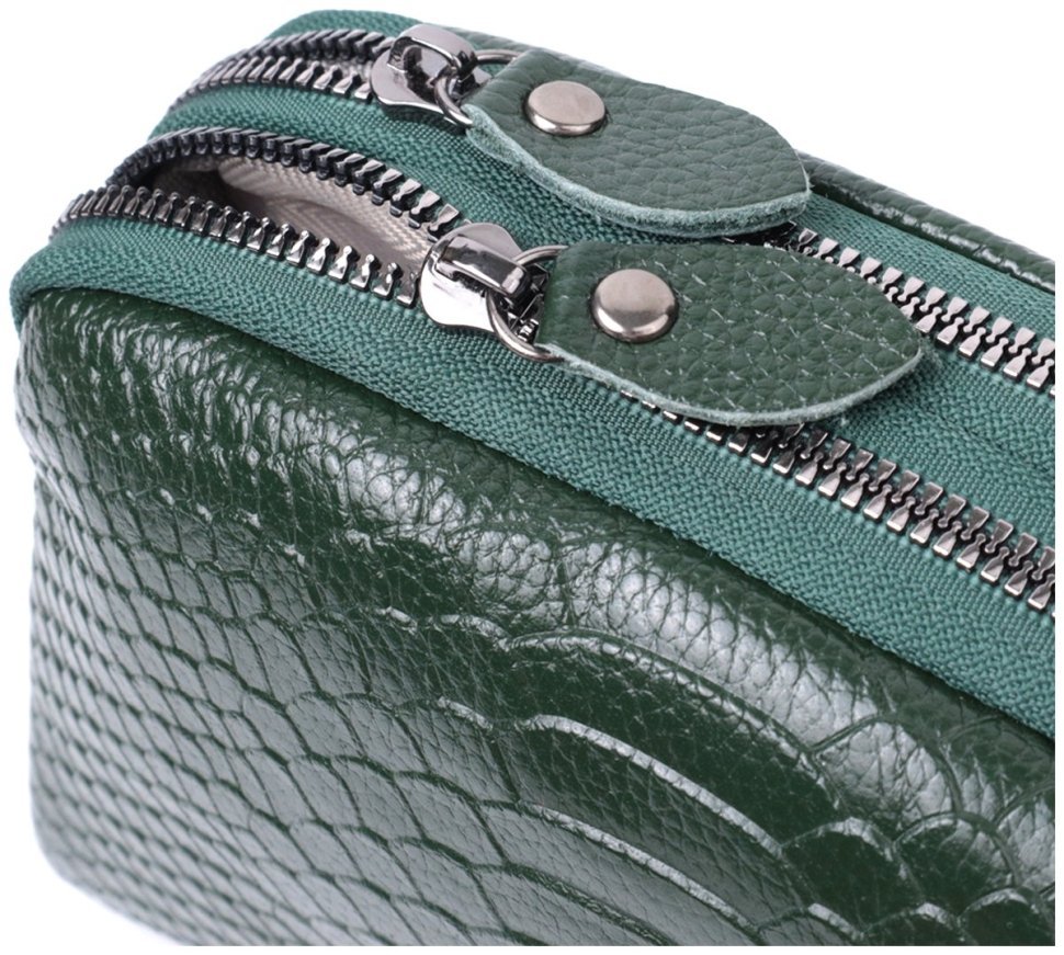 Компактная женская сумка из натуральной кожи Vintage 2422802 зеленого цвета modnotak фото №7