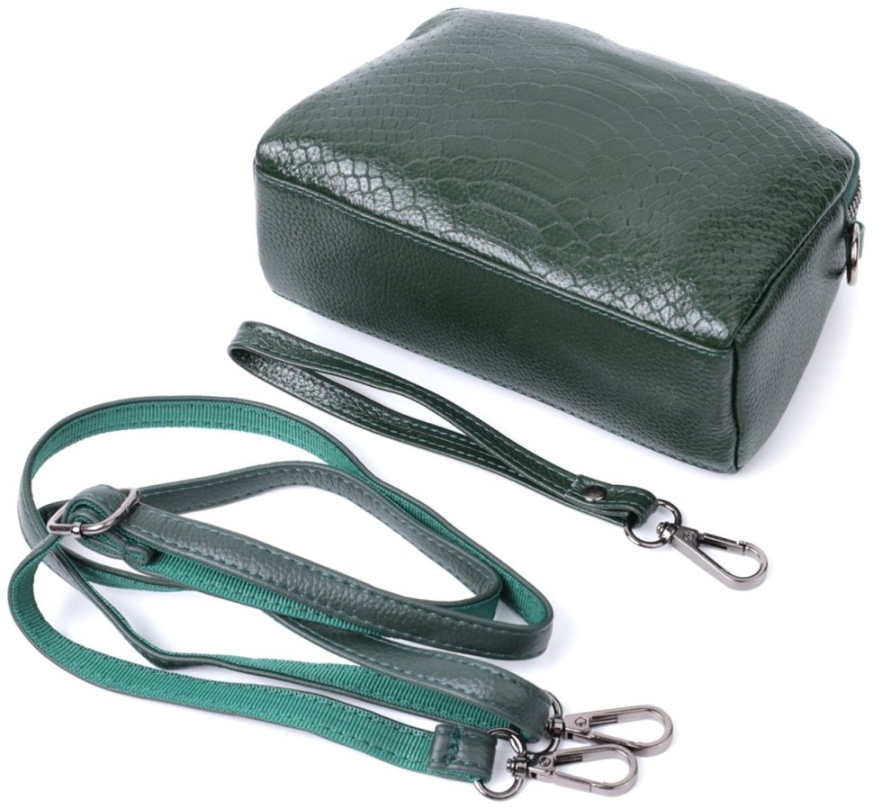 Компактная женская сумка из натуральной кожи Vintage 2422802 зеленого цвета modnotak фото №8