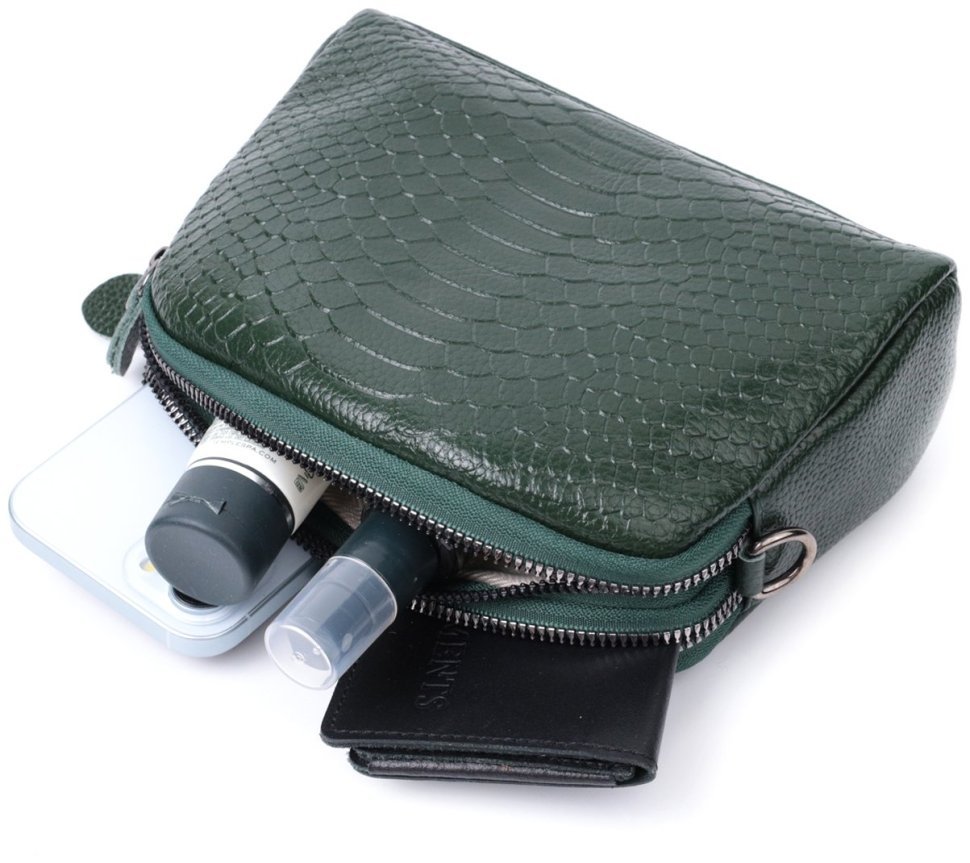 Компактная женская сумка из натуральной кожи Vintage 2422802 зеленого цвета modnotak фото №10