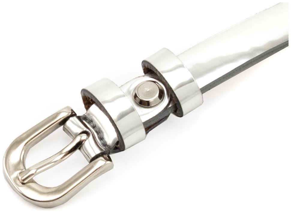 Тонкий женский из лаковой кожи ремень в цвете светлое серебро Remar 15138 фото №2 Тонкий женский из лаковой кожи ремень в цвете светлое серебро Remar 15138 modnotak фото №2