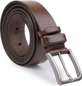 Стильный кожаный мужской ремень батал в коричневом цвете Vintage (2420713)