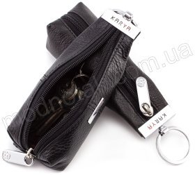 Фирменная кожаная ключница черного цвета Karya (40009)