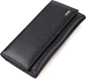 Довгий жіночий гаманець чорного кольору з натуральної шкіри CANPELLINI (2421856)