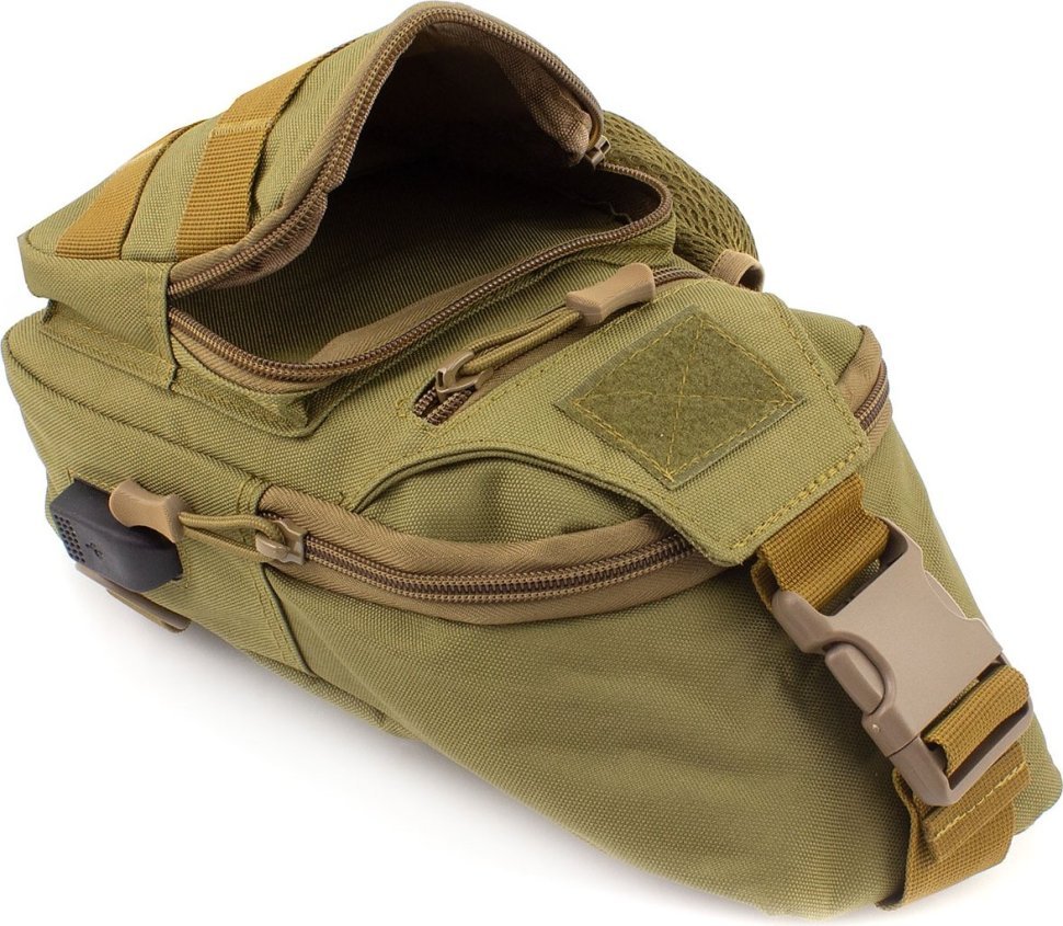 Якісна тактична військова сумка через плече у кольорі хакі - MILITARY STYLE (21970)