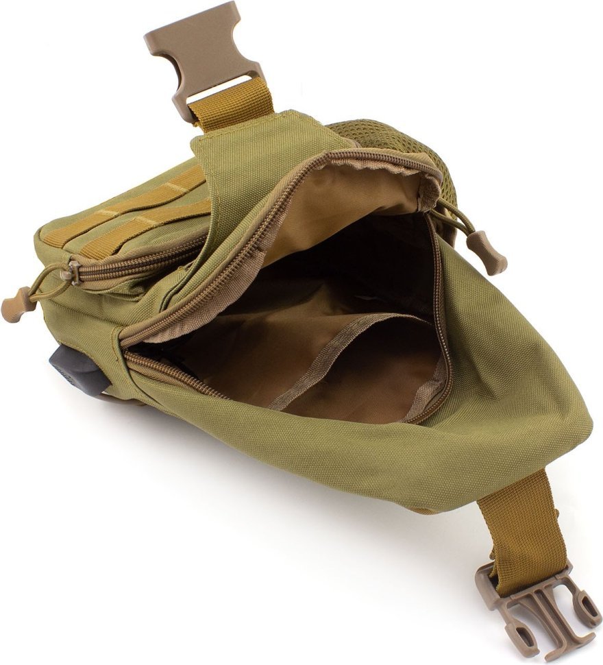 Якісна тактична військова сумка через плече у кольорі хакі - MILITARY STYLE (21970)