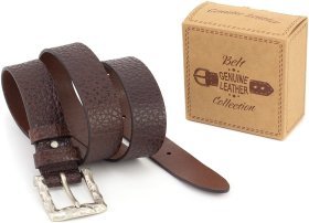 Модный итальянский ремень из кожи буйвола Gherardini 40681-GH.BRW.BUFF