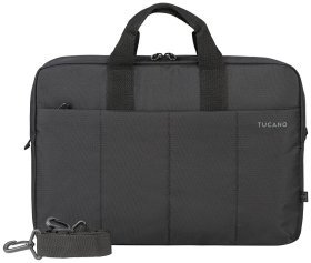 Стильная сумка для ноутбука до 15" из текстиля черного цвета Tucano Zona с ручками 103620