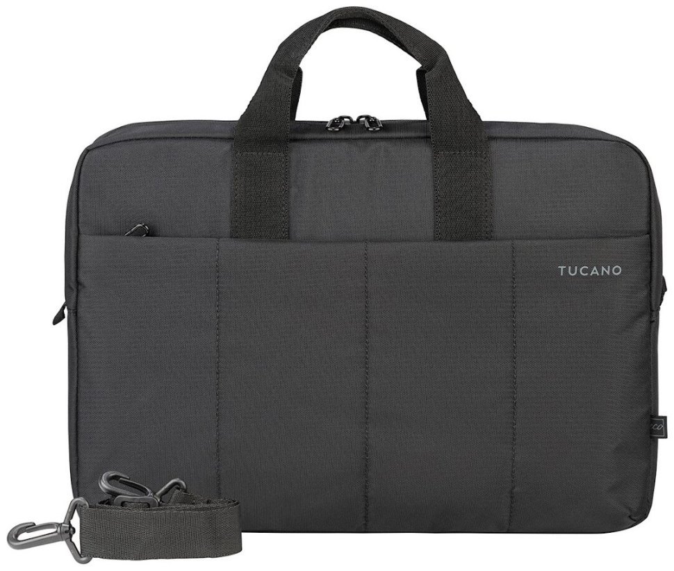 Стильная сумка для ноутбука до 15" из текстиля черного цвета Tucano Zona с ручками 103620 фото №1 Стильная сумка для ноутбука до 15" из текстиля черного цвета Tucano Zona с ручками 103620 modnotak фото №1