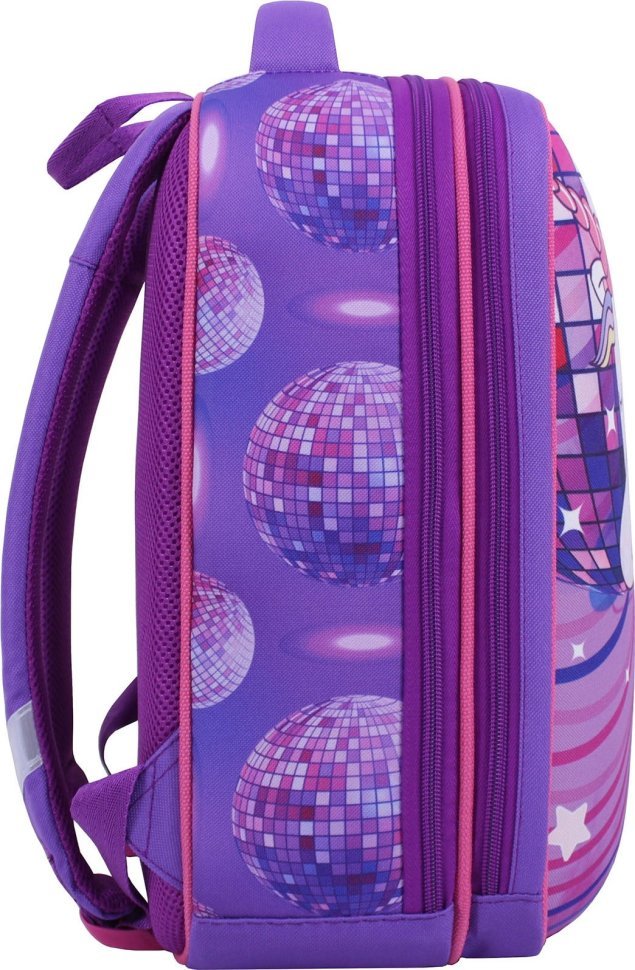 Фиолетовый школьный рюкзак для девочек из текстиля с единорогом Bagland (53820)